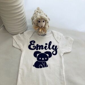 𝅺sale Customized Baby One-piece Bodysuit with Koala Bear and name Emily